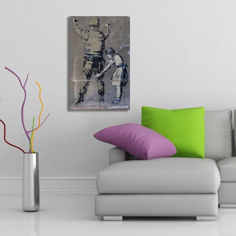 Tablou canvas 4570BANKSY014, Multicolor, 45x70x3 cm - Multicolor