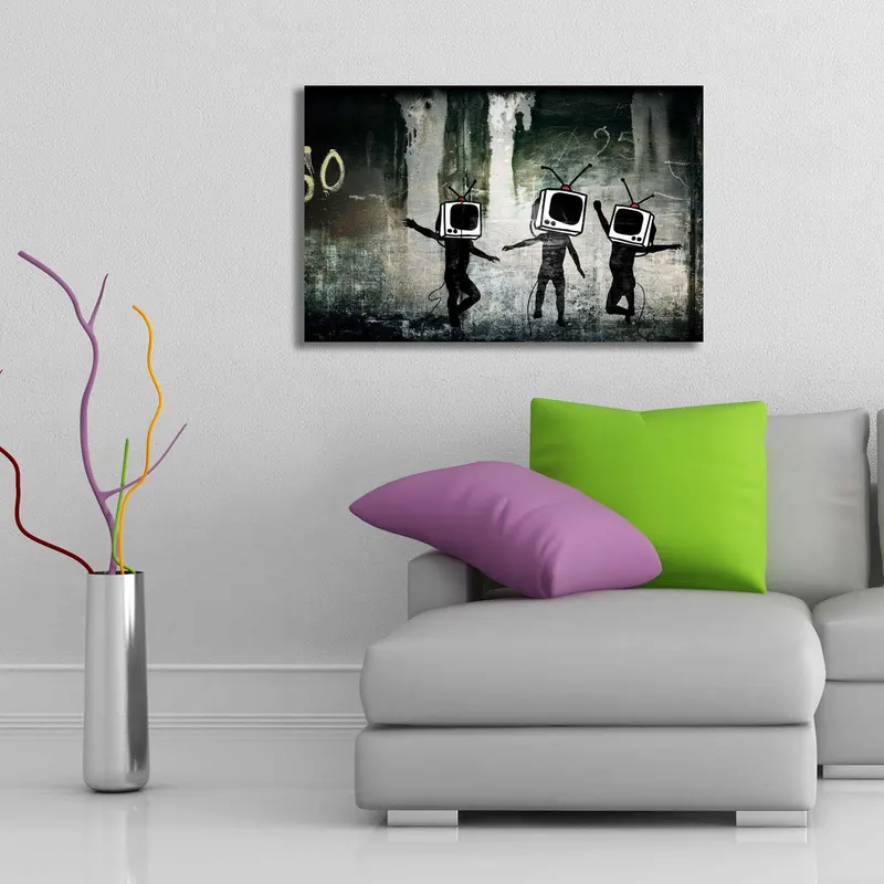 Tablou canvas 4570BANKSY015, Multicolor, 45x70x3 cm - Multicolor
