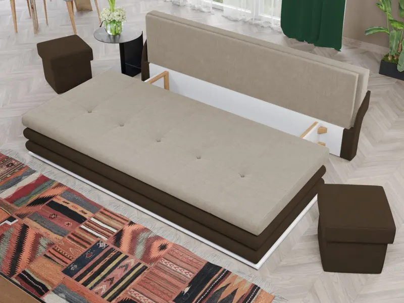 Canapea Mira Crem / Maro — imaginea 3