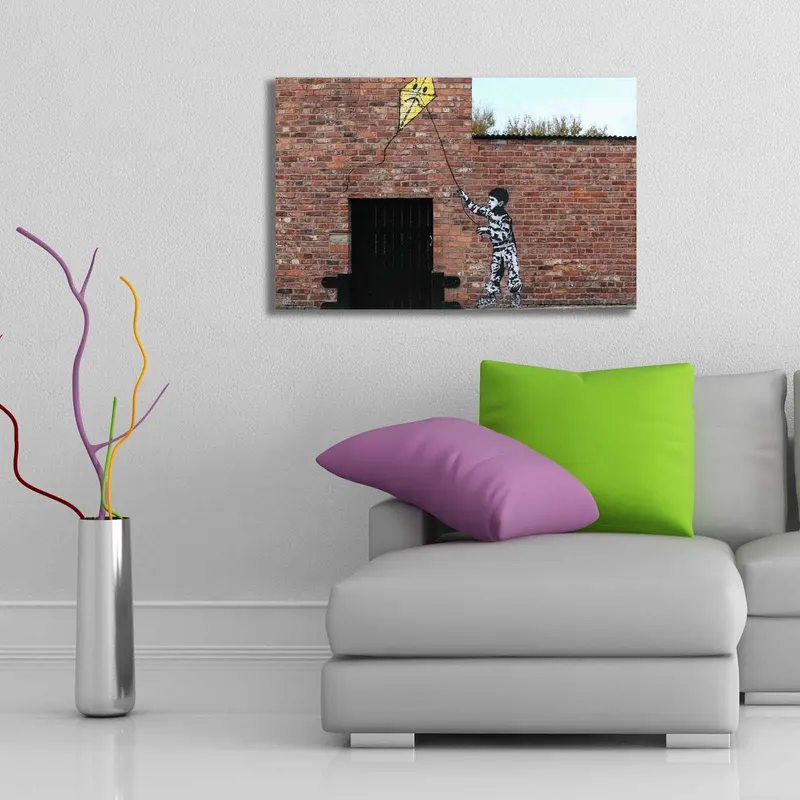 Tablou canvas 4570BANKSY019, Multicolor, 45x70x3 cm - Multicolor