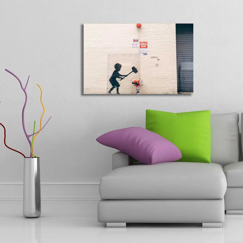 Tablou canvas 4570BANKSY024, Multicolor, 45x70x3 cm - Multicolor