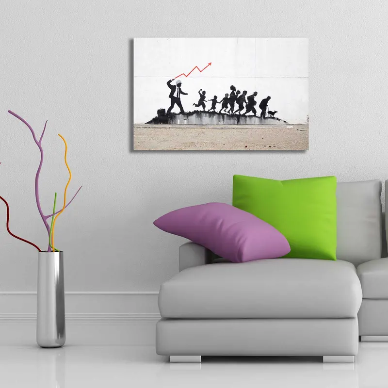 Tablou canvas 4570BANKSY026, Multicolor, 45x70x3 cm - Multicolor