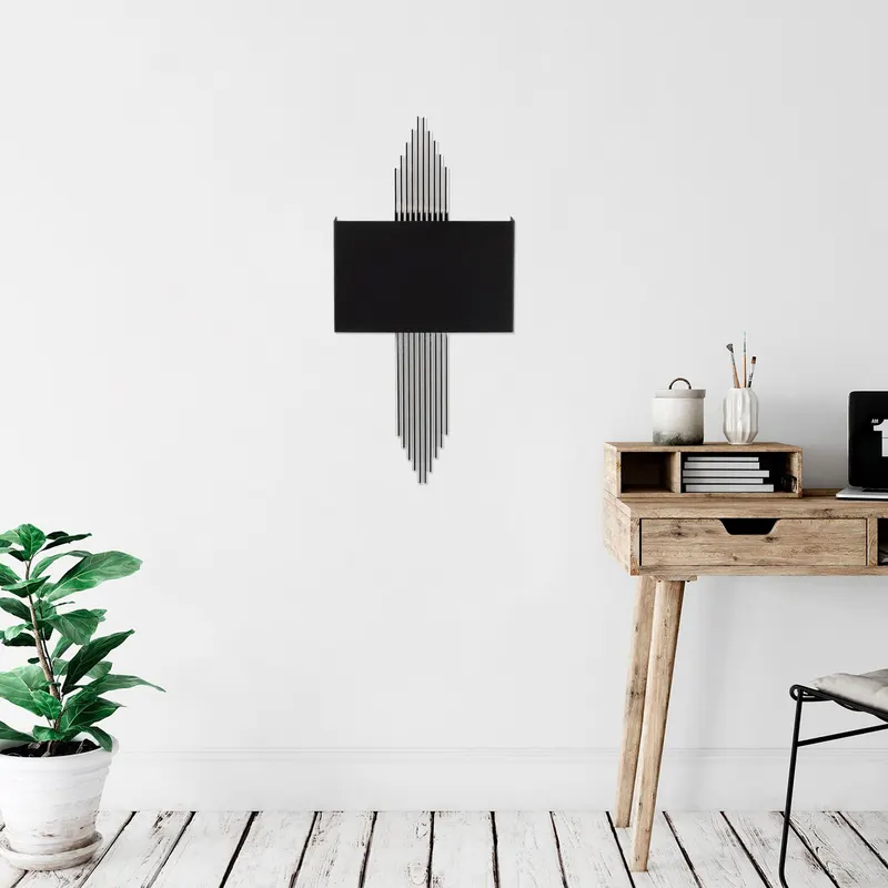 Aplică de perete 614 - A, Negru - Argintiu, 35x10x22 cm - Negru - Argintiu
