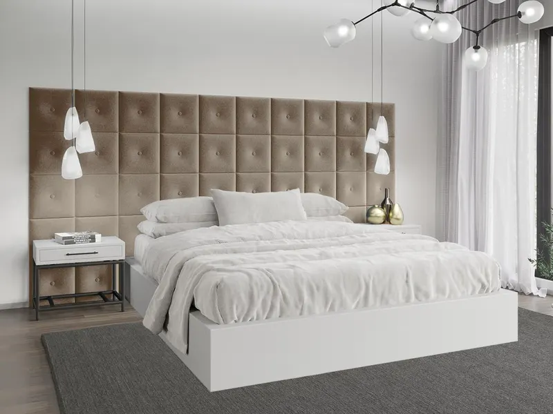 Panou decorativ tapitat - patrat cu buton Verde — imaginea 3