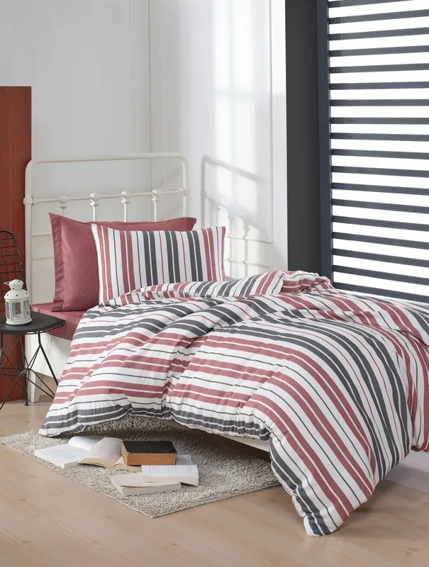 Set lenjerie de pat single Monaco, Bordo, 140x200 cm - Roșu