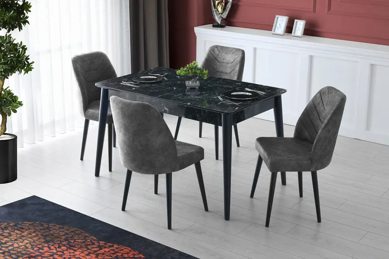 Set 2 scaune Dallas - 527 V2, Antracit, 50x49x90 cm - Antracit