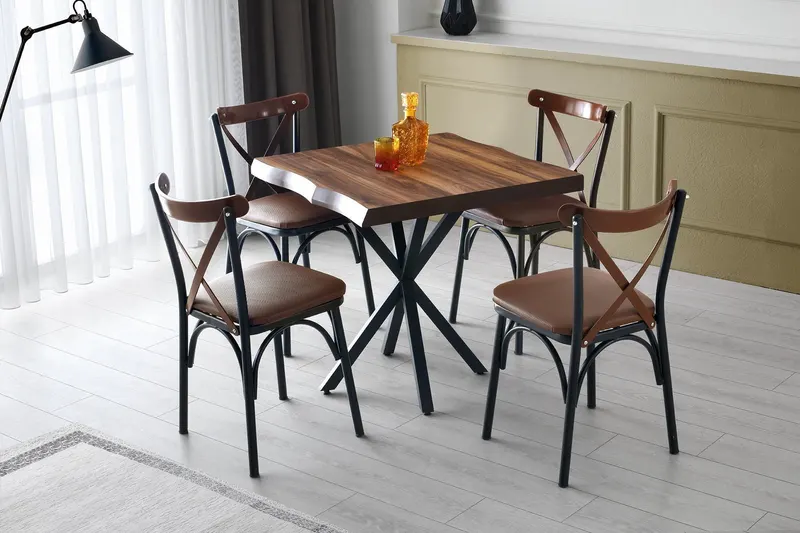 Set 4 scaune Ekol - 1332 V4, Maro, 42x42x84 cm - Maro