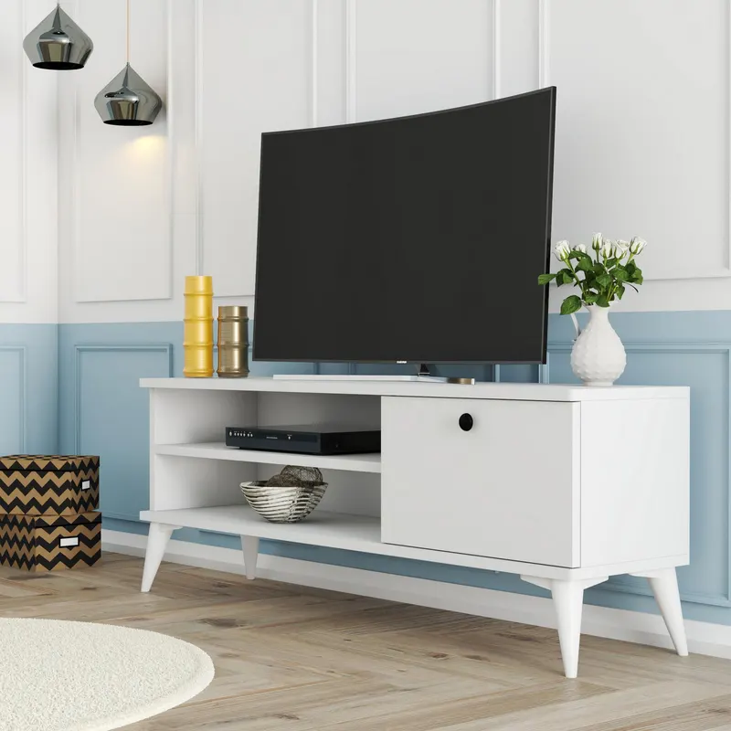 Comodă TV Retro 1564, Alb, 120x30x15 cm - Alb