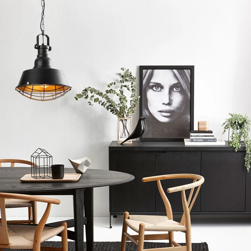 Lustră Sağlam - 3716, Negru - Auriu, Ø30x86 cm - Negru - Auriu