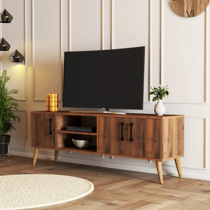 Comodă TV Exxen - 1582, Nuc, 150x34x52 cm - Nuc