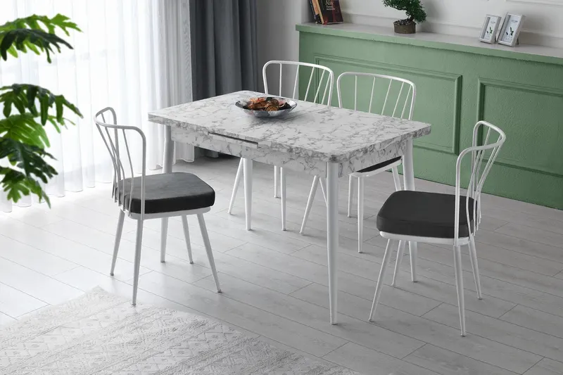 Set 4 scaune Yıldız - 962 V4, Alb, 43x42x82 cm - Alb