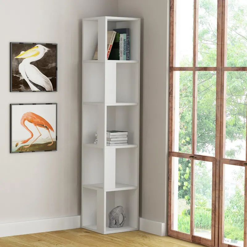 Bibliotecă Piano, Alb, 34x34x161 cm - Alb