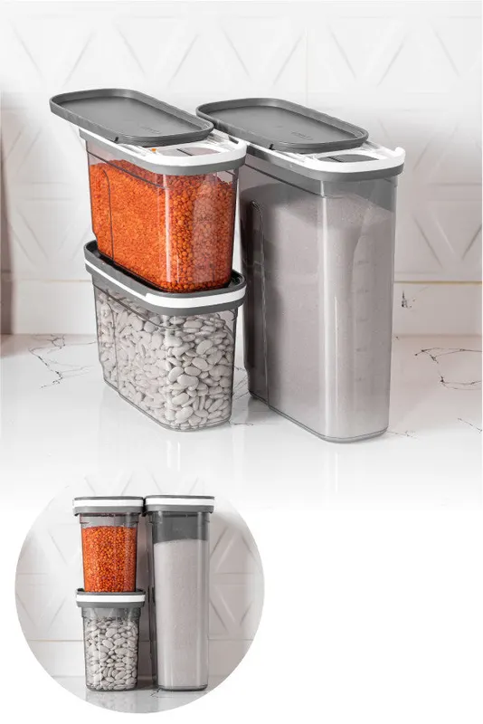Set recipiente pentru depozitare 3 bucăți BNMSRGAR03-1227, Antracit, 10x20x26 cm - Antracit