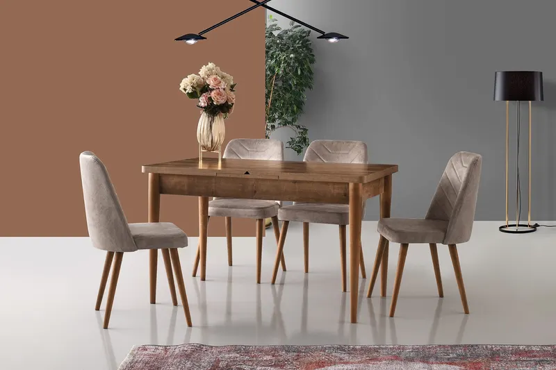 Set 2 scaune Dallas 555 V2, Nuc - Bej, 50x49x90 cm - Nuc - Bej