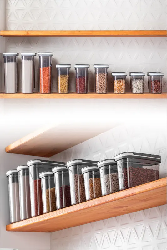 Set recipiente pentru depozitare 9 bucăți BNMSRGAR09-121827, Antracit, 10x20x26 cm - Antracit