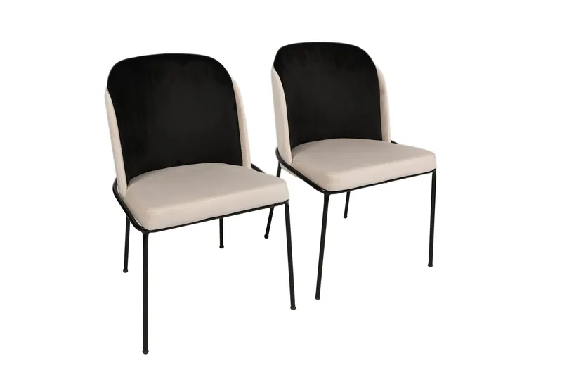 Set 2 scaune Dore 145 V2, Negru - Crem, 54x55x86 cm - Auriu - Negru - Crem