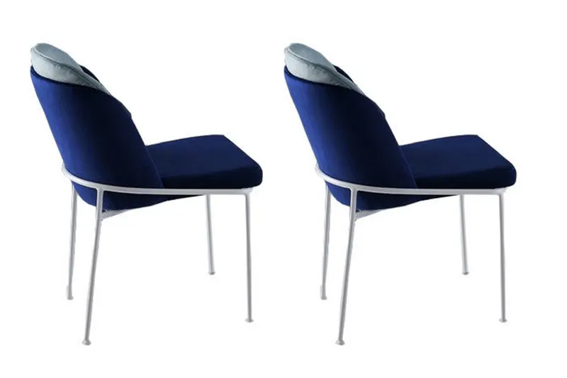 Set 2 scaune Dore 182 V2, Albastru închis - Alb, 54x55x86 cm - Auriu - Albastru - Alb
