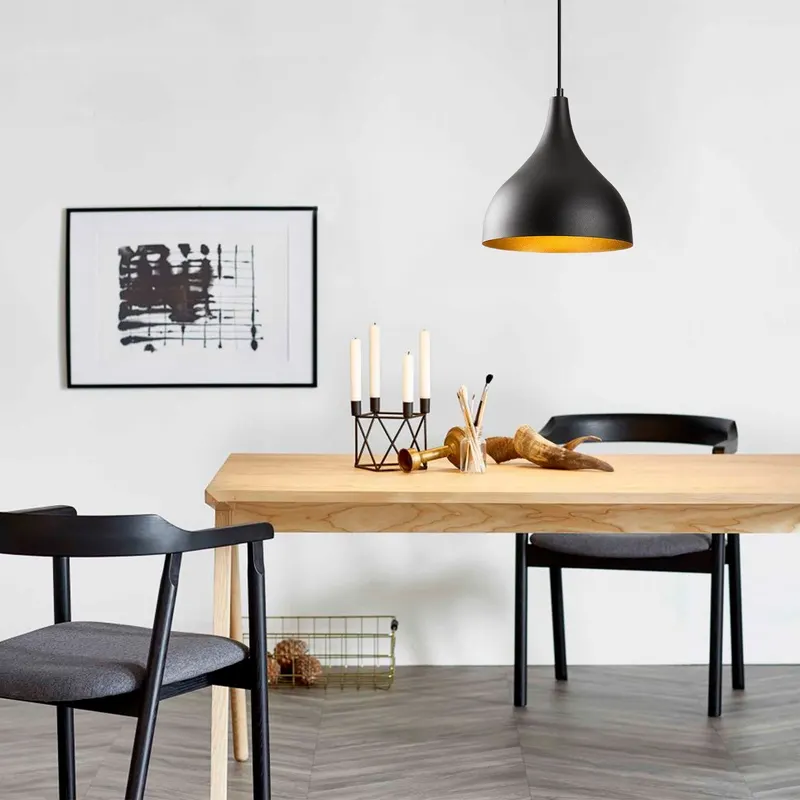 Lustră Sağlam - 3760, Negru - Auriu, Ø26x126 cm - Negru - Auriu