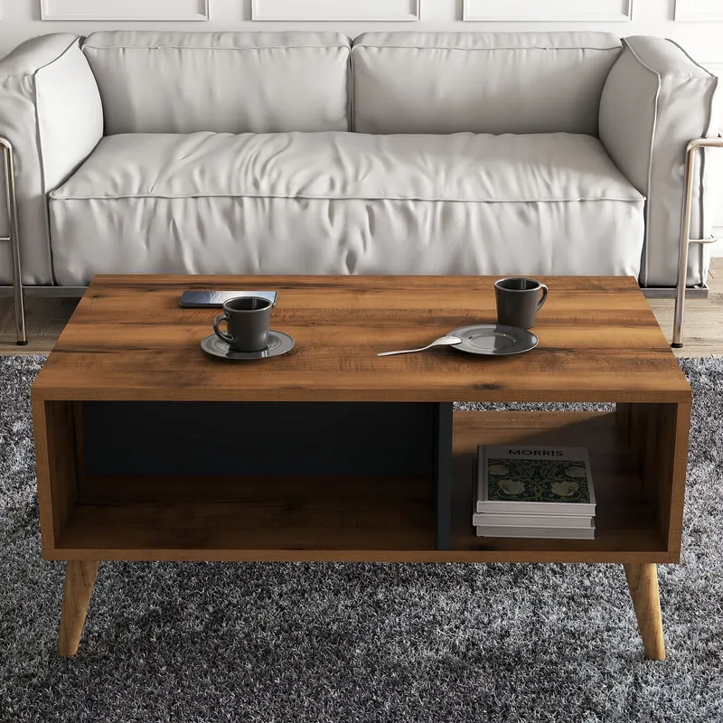 Măsuță de cafea Exxen - 2070, Nuc - Antracit, 90x42x54 cm - Nuc - Antracit