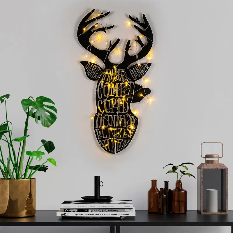 Decorațiune de perete din metal XMASBLACK - 003, Negru, 36x56x0 cm - Negru