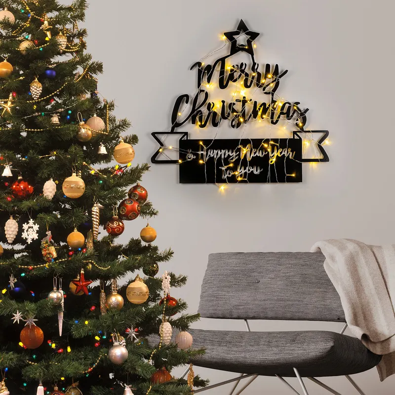 Decorațiune de perete din metal XMASBLACK - 004, Negru, 67x62x0 cm - Negru