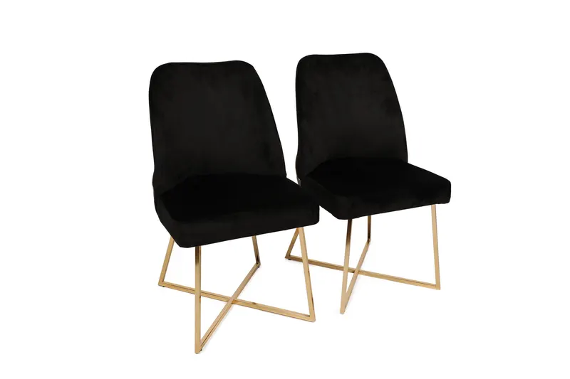 Set 2 scaune Madrid 911 V2, Auriu - Negru, 50x49x90 cm - Auriu - Negru