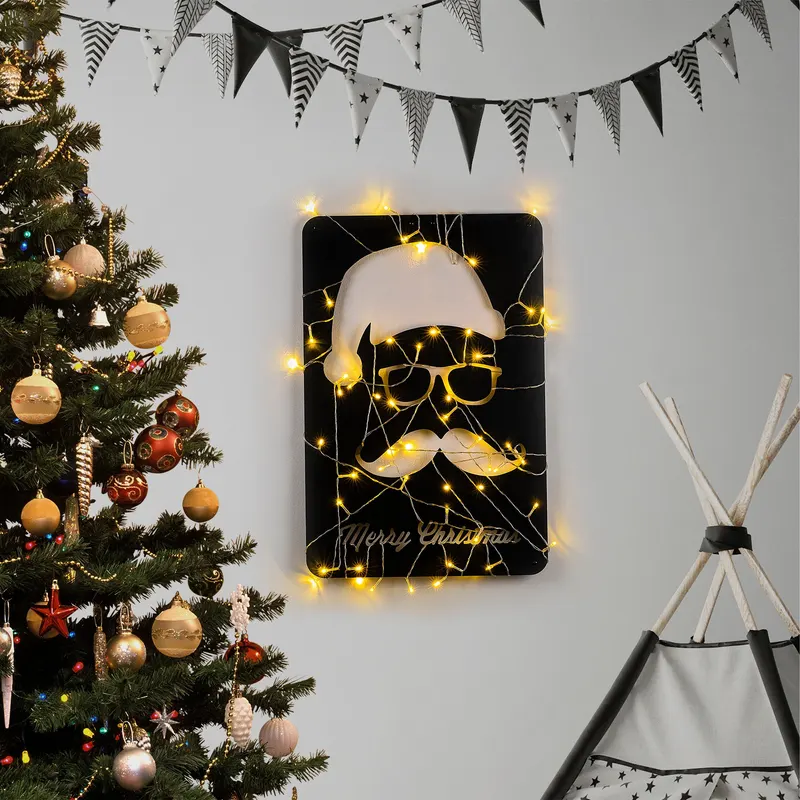 Decorațiune de perete din metal XMASBLACK - 006, Negru, 39x59x0 cm - Negru
