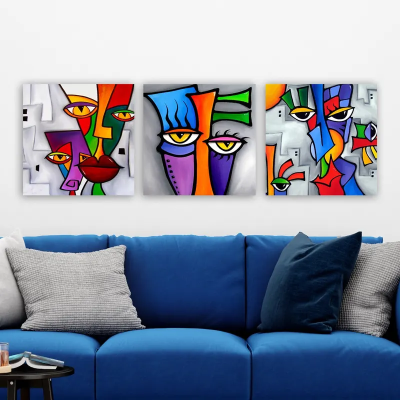 Tablou canvas 3 bucăți 3P5434755, Multicolor, 30x90x3 cm - Multicolor