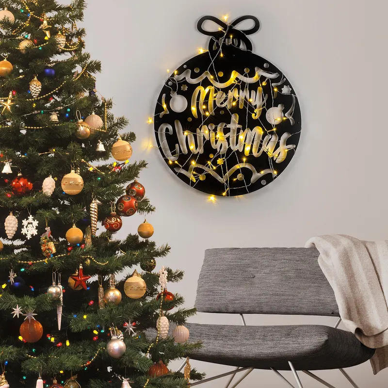 Decorațiune de perete din metal XMASBLACK - 007, Negru, 51x56x0 cm - Negru