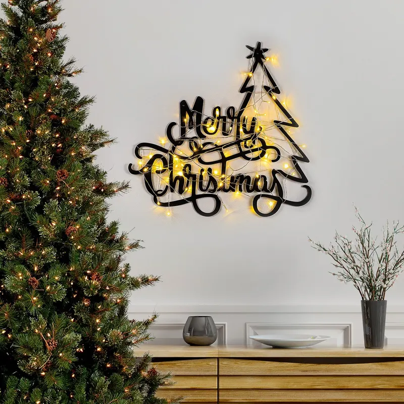 Decorațiune de perete din metal XMASBLACK - 008, Negru, 62x60x0 cm - Negru