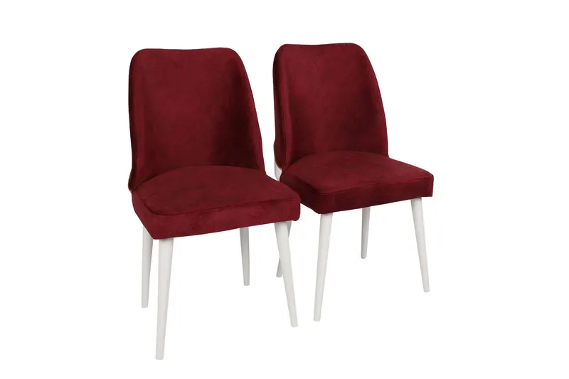 Set 2 scaune Nova 081 V2, Bordo - Alb, 50x49x90 cm - Roșu - Alb