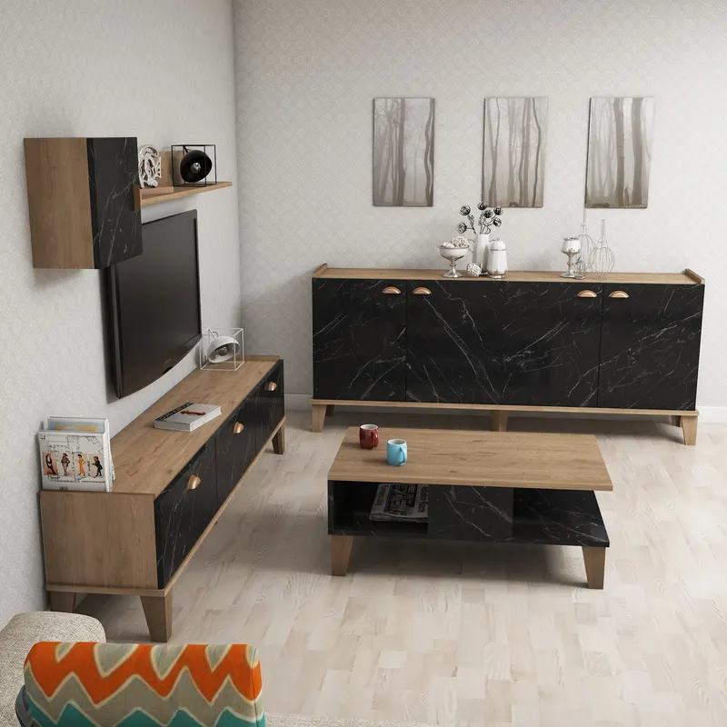 Set mobilă pentru sufragerie Sumer 2, Stejar - Marble, 178x35x45 cm - Stejar