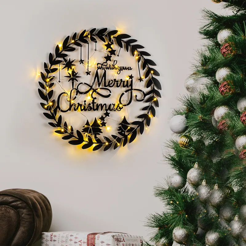 Decorațiune de perete din metal XMASBLACK - 010, Negru, 59x56x0 cm - Negru
