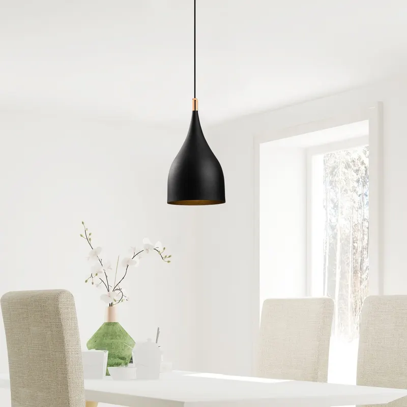 Lustră Sağlam - 3770, Negru - Auriu, Ø25x137 cm - Negru - Auriu