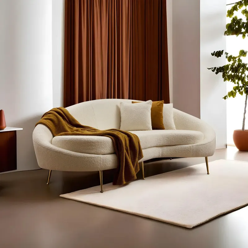 Canapea fixă 3 locuri Eses Bouclett, Crem, 255x120x85 cm - Crem