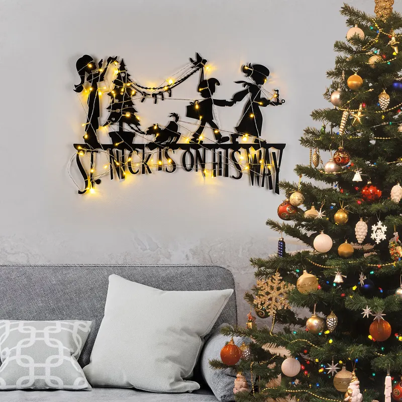Decorațiune de perete din metal XMASBLACK - 011, Negru, 70x47x0 cm - Negru