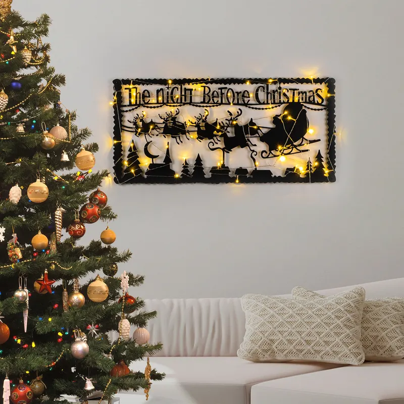 Decorațiune de perete din metal XMASBLACK - 012, Negru, 83x39x0 cm - Negru