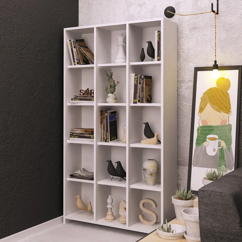 Bibliotecă Pritone, Alb, 90x25x160 cm - Alb
