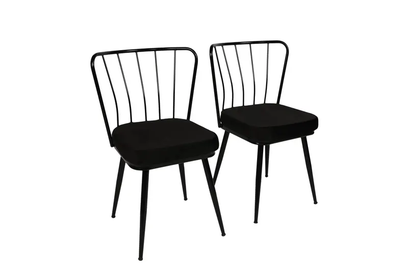 Set 2 scaune Yıldız 943 V2, Negru, 43x42x82 cm - Negru