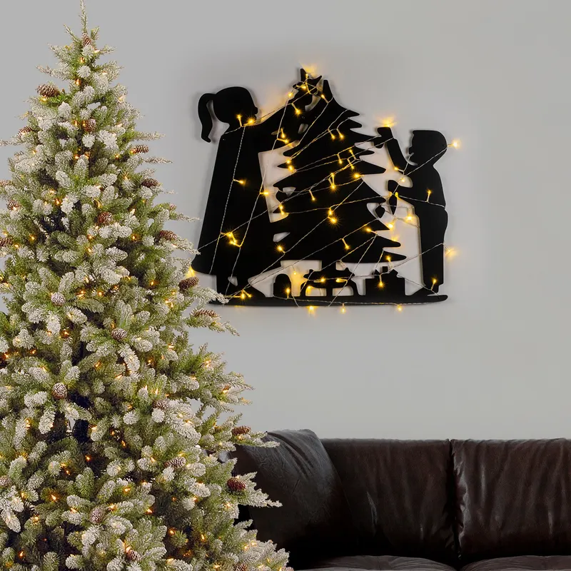 Decorațiune de perete din metal XMASBLACK - 016, Negru, 39x64x0 cm - Negru