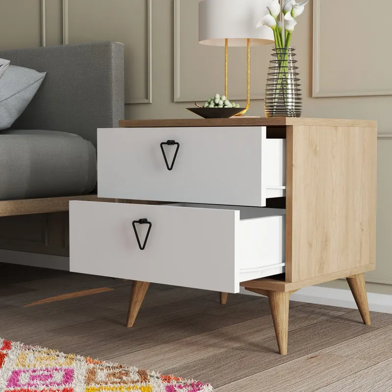 Noptieră Versa-Ce 3636, Stejar - Alb, 52x45x55 cm - Stejar - Alb