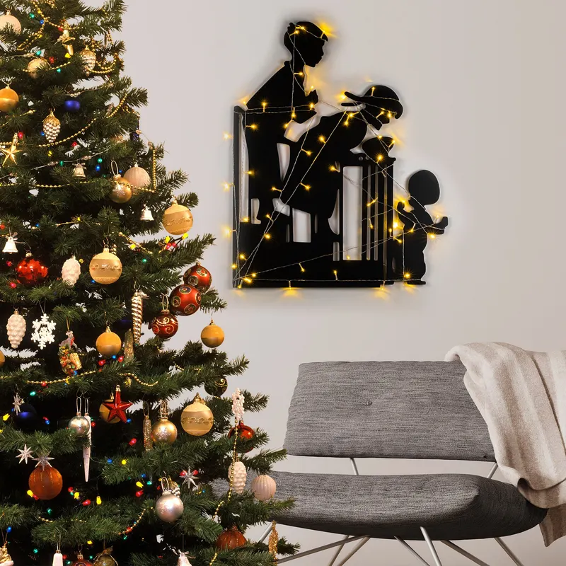 Decorațiune de perete din metal XMASBLACK - 018, Negru, 39x86x0 cm - Negru