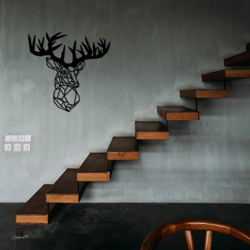 Accesoriu metal decorativ de perete Deer Metal Decor, Negru, 1x49x50 cm - Negru