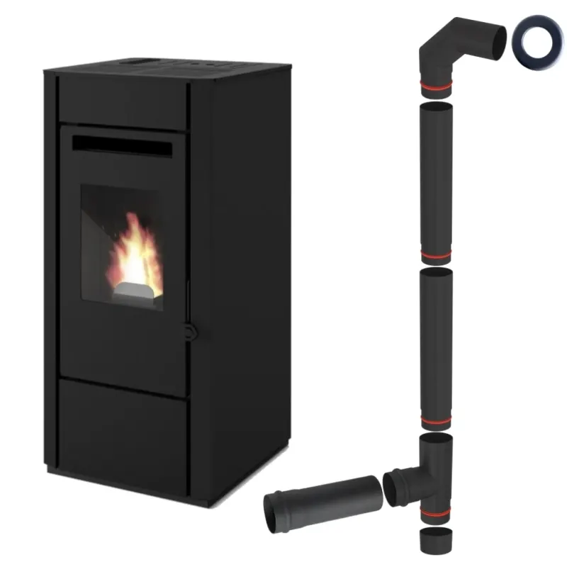 Soba pe peleti Elsa - 2.5-9.5 kW Negru + piese racordare