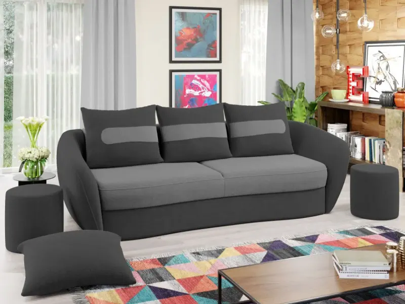 Canapea Velur Gri Deschis / Gri — imaginea 2
