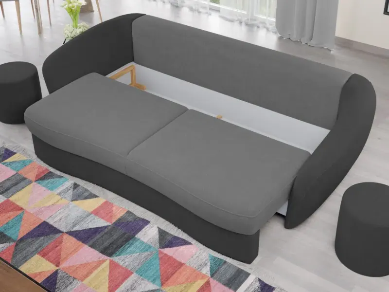 Canapea Velur Gri Deschis / Gri — imaginea 3