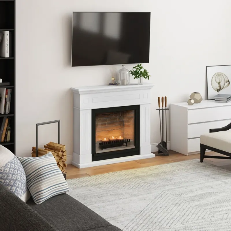 Larsen Pure White Semineu cu lumanari ZenFlame