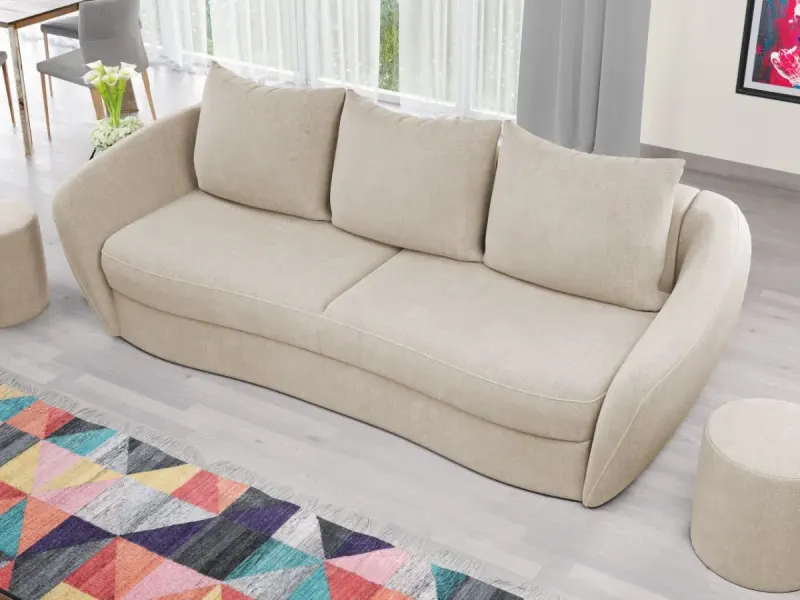Canapea Velur Crem — imaginea 2