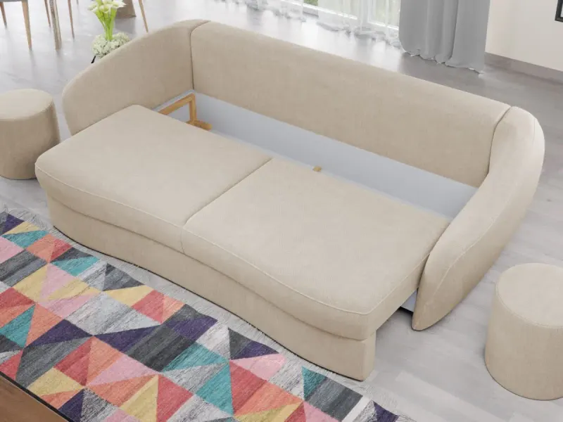 Canapea Velur Crem — imaginea 3