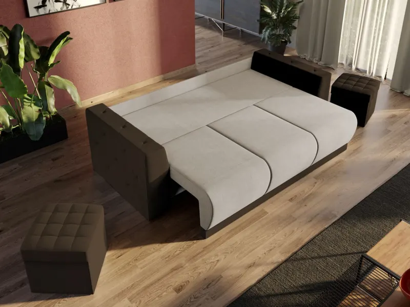 Canapea Luna Crem / Maro — imaginea 3